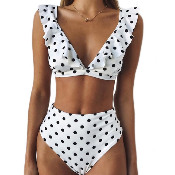 Daisys Boutique Other - ❤️CLEARANCE❤️ polka dot high waisted ruffle bikini